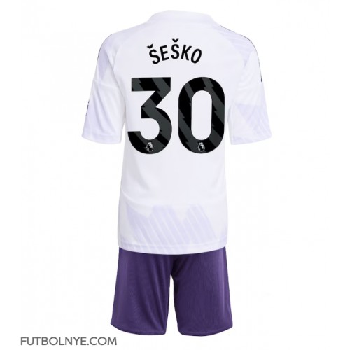 Camiseta Manchester United Benjamin Sesko #30 Visitante Equipación para niños 2025-26 manga corta (+ pantalones cortos)